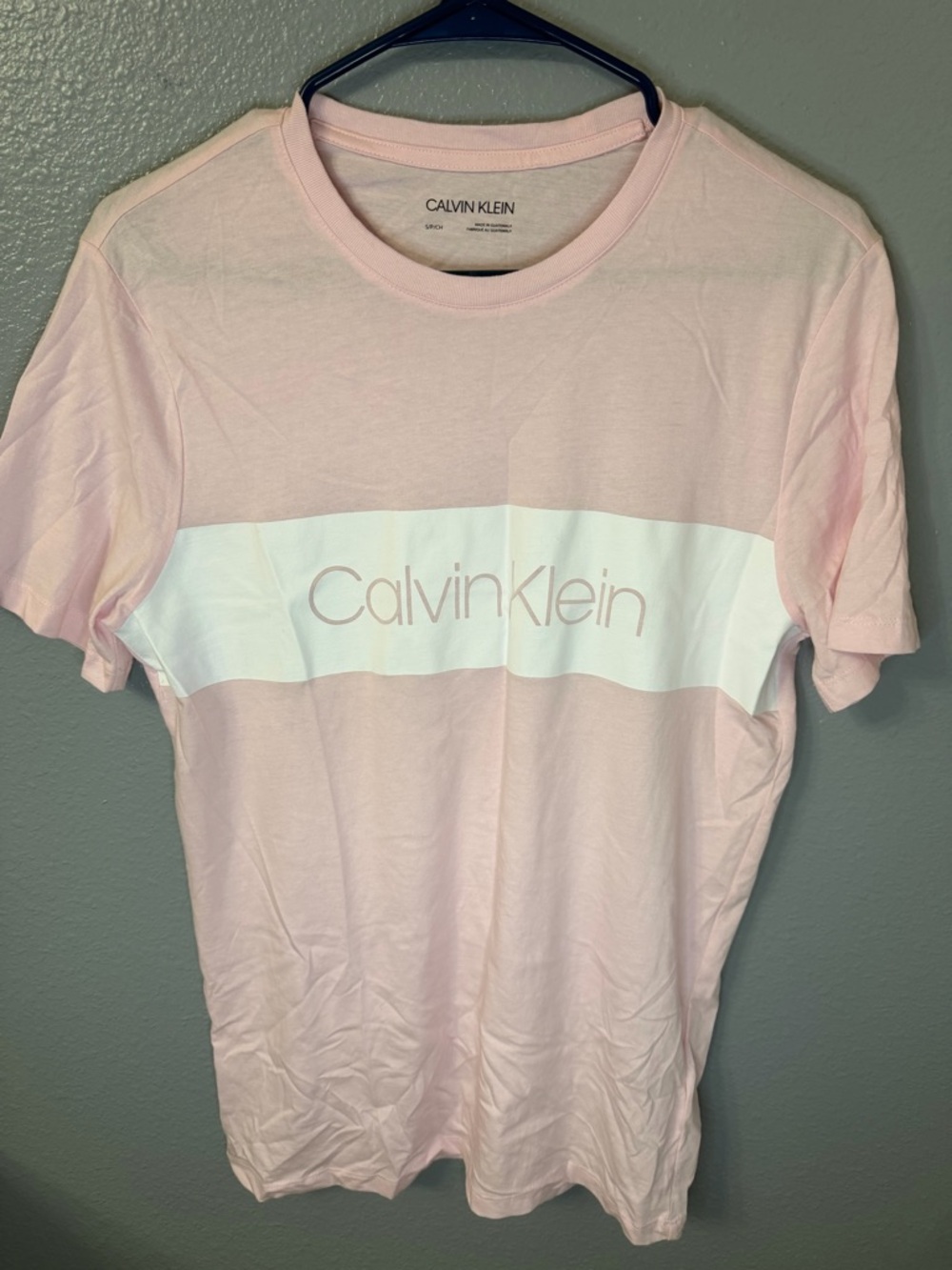 Calvin Klein Pink and White Logo Short Sleeve Tee
